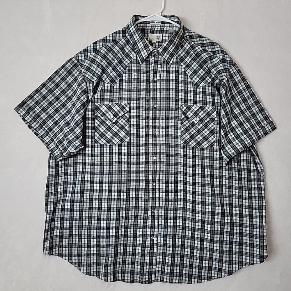 Express Rider BIG MAN Pearl Snap Plaid Western Short Sleeve Shirt Mens 2X XXL